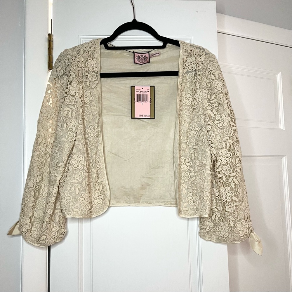 Juicy Couture Cream Cotton Lace Jacket